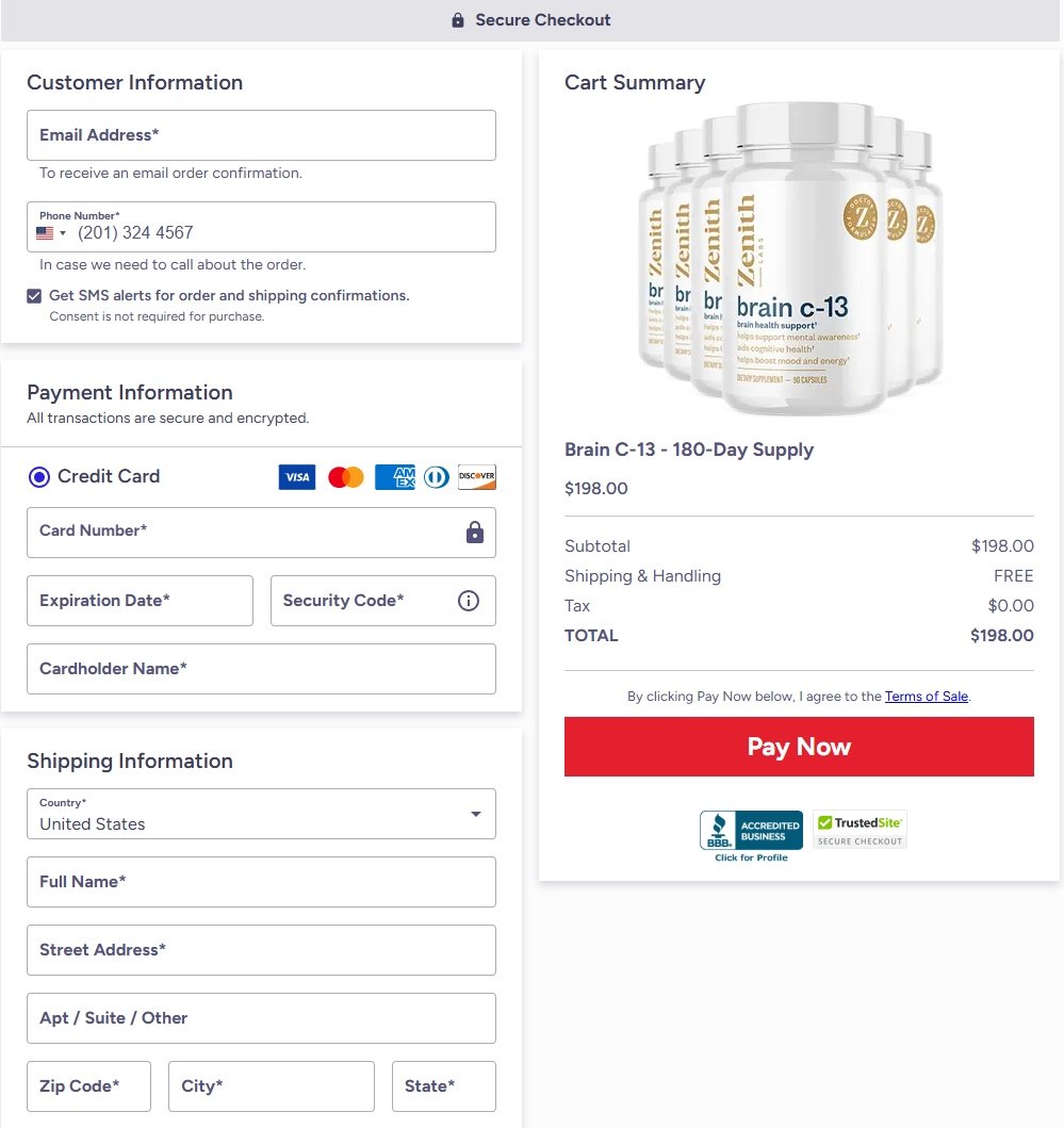 Brain C-13 payment page risk-free order and fast delivery